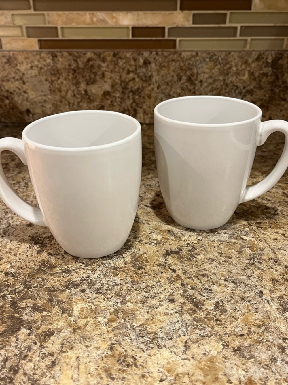 Vintage Corelle Stoneware White Coffee Mugs - Set of 2